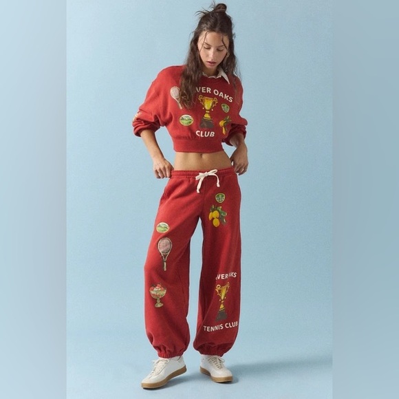 Urban Outfitters Pants - Urban Outfitters Red Graphic Track Pants